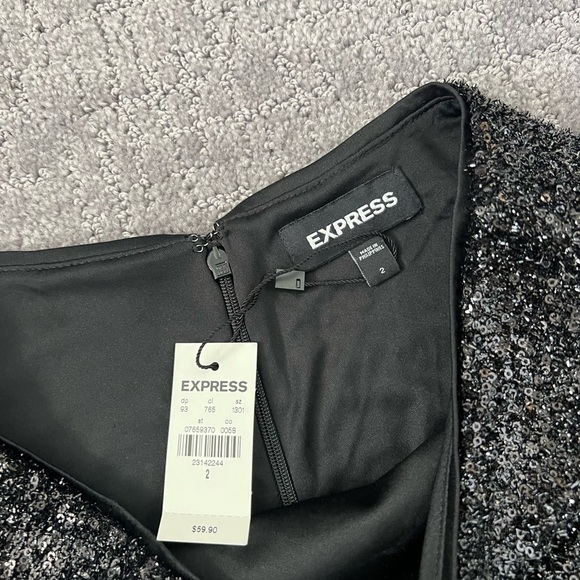 Express Black Circle Sparkle Mini Skirt - Picture 3 of 4